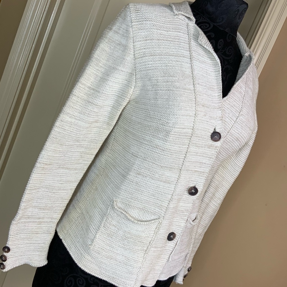 Natural Style Sweater Button Pockets L #L1